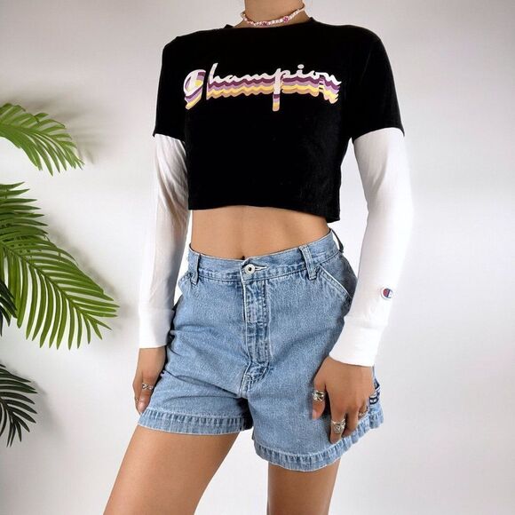 Vintage Y2K Champion Casual Sporty Streetwear Long Sleeve Crop Top / Size: XS - Picture 3 of 6